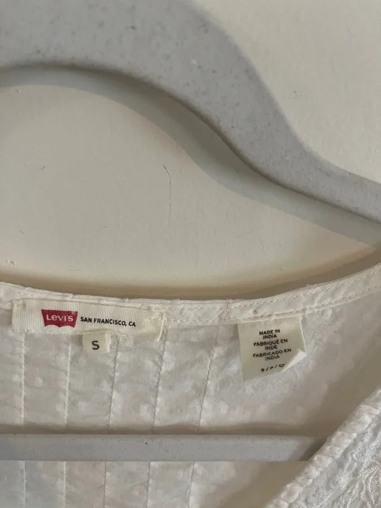 Levi’s Cotton Ruffle Button Down Top French Dot Lace Boho S Feminine Cottagecore - Picture 2 of 5